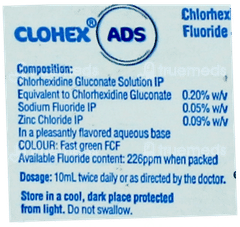 Clohex Ads Mint Flavour No Sugar Added Mouthwash 200Ml Clohex Ads Mint Flavour No Sugar Added Mouthwash 200Ml